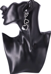 Dlhé náušnice so srdiečkami - striebro