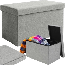 Foldable storage ottoman RUHHY grey 60 × 30 × 30 cm