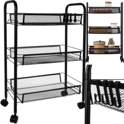 RUHHY Mobile Kitchen Rack, 3-tier rolling metal cart