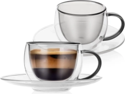Tazze termiche con piattini a doppia parete per espresso 90 ml, 2 pz