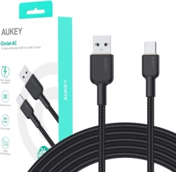 aukey usb-a na usb-c kabel 1 m, opleten, 60 w power delivery