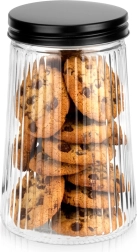 Barattolo in vetro zigrinato per alimenti sfusi 1 l con coperchio nero