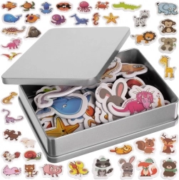 Fridge Magnet Set – Animals, 40 pcs with Metal Case