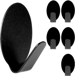Ganci adesivi in acciaio, neri, 3 × 2 cm, set da 6 pezzi