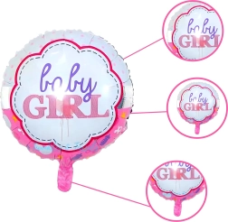 Ballons pour baby shower de petite fille – lot de 5 avec étoiles et motif bébé
