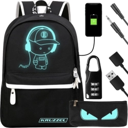 Waterproof KRUZZEL Backpack with USB and Luminous Design, 19 L