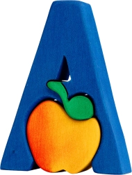 fauna alfabeto lettera A – mela puzzle in legno ad incastro