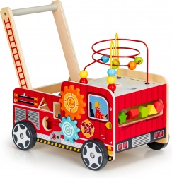 Houten educatieve loopwagen met blokken - Brandweerauto ECOTOYS