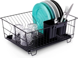 Črn odcejalnik za posodo 40 × 33 × 17 cm