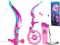 Pink kids' archery set with target and suction-cup arrows