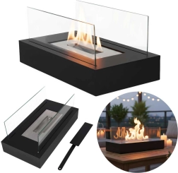 Tabletop smokeless bioethanol fireplace, rectangular