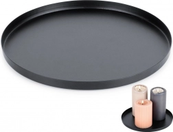 Metal black tray for candles and decorations 21.5 cm