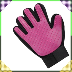 Rokavica za česanje dlake in masažo za pse in mačke – rožnata silikonska