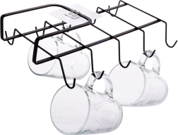 Porta tazze in metallo sotto mensola, nero