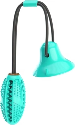 Interactive dog toy with suction cup and treat dispensing, dental chew – turquoise