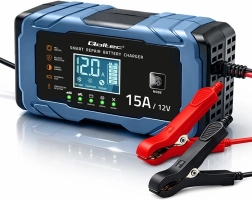 Qoltec inteligentni punjač autoakumulatora 12 V 15 A s funkcijom popravka za AGM/GEL/LiFePO4