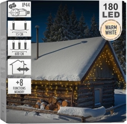 Cornice luminosa a tendina da esterno 180 LED 5,85 m – bianco caldo