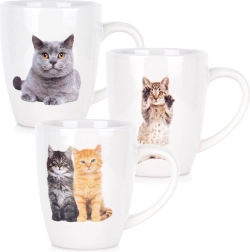 Set of ceramic cat mugs 220 ml, 3 pcs