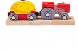 Bigjigs Rail red tractor with trailer