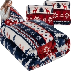 Couverture de Noël premium Ruhhy 160 × 200 cm + 2 housses de coussin