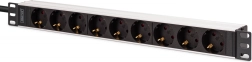 PDU rack 19" con 9 prese SCHUKO (45°), ingresso IEC C20, cavo 2 m, 16 A, in alluminio