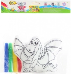 Coloring Dragon – wash and color again with markers