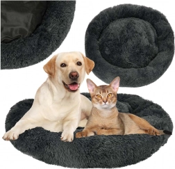 cuccia rotonda in peluche per cani e gatti 100 cm, grigio scuro