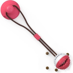 Interactive Dog Toy with Suction Cup and Treat Ball