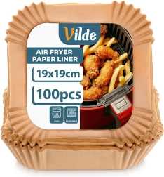 Papirindsatser til airfryer 19 × 19 cm, 100 stk.