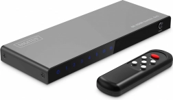 DIGITUS 8K HDMI-switch 5×1, 60 Hz (4:4:4), HDR, HDCP 2.3, med fjernbetjening, sort