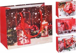 Papieren cadeautas met kerstmotief, maat S, 18 × 23 × 10 cm