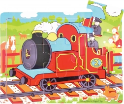 Puzzle en bois train, 9 pièces – BIGJIGS TOYS