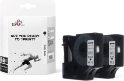 Trak za DYMO 12 mm x 7 m, črn tisk na belem ozadju, 2 kosa