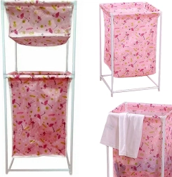 Cesto per Biancheria con Doppio Ripiano