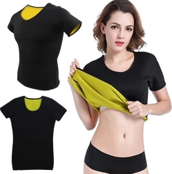 T-shirt de fitness en néoprène pour femme à manches courtes – XXL