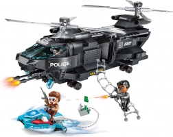 Qman Police Battle Force missione segreta Aquila – elicottero della polizia con scooter d’acqua e minifigure