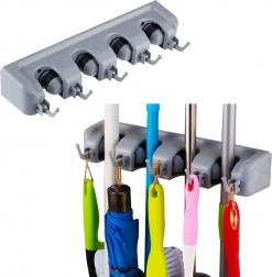 Wall-mounted holder for tools and brushes with hooks