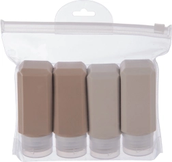 Silikon-Reiseflaschen für Kosmetik im Etui, Set mit 5 Stück