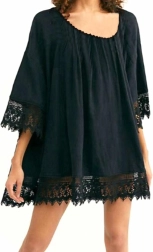 Bq49a tunika plaž pareo prekrivač crna