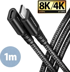 AXAGON USB‑C podaljševalni kabel Gen2 1 m, 20 Gbps, PD 240 W, 5 A, pleten, črn