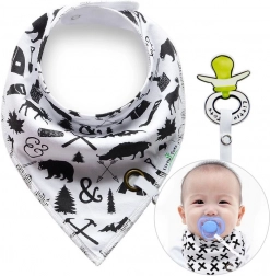 Bavaglino con clip per ciuccio Animali del bosco