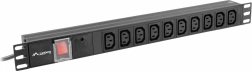 Rack PDU-skinne 19" 1U, 10x IEC C13, indgang C14, 2 m, 10A, sort