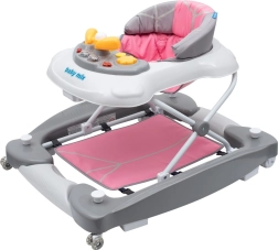 Girello per bambini 2 in 1 con dondolo e ruote in silicone Baby Mix rosa