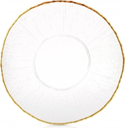Glass shallow plate with gold rim 28 cm
