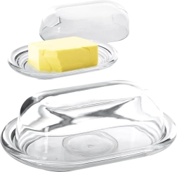 Glas-smørboks med låg