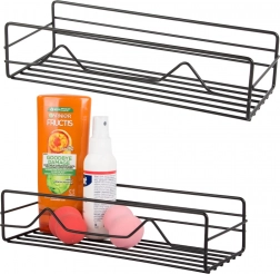 Wall-mounted metal bathroom shelf, black