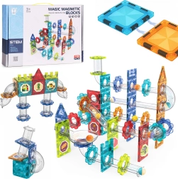 Magnetic 3D Construction Set with Marble Run, 113 Pieces