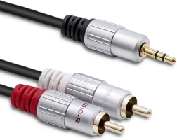 Kabel 2xRCA naar 3.5mm Jack, 1m, zwart
