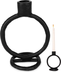 Aluminijski svijećnjak za visoku svijeću, crni, 15 cm