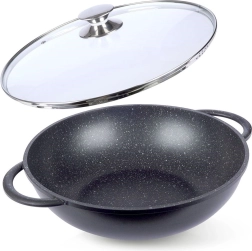 Wok en granit avec couvercle 32 cm